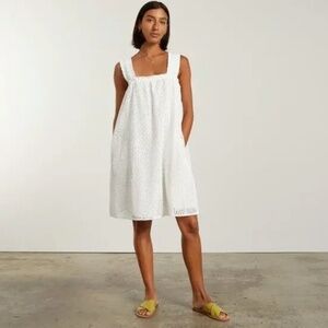 Everlane smocked eyelet white dress xs